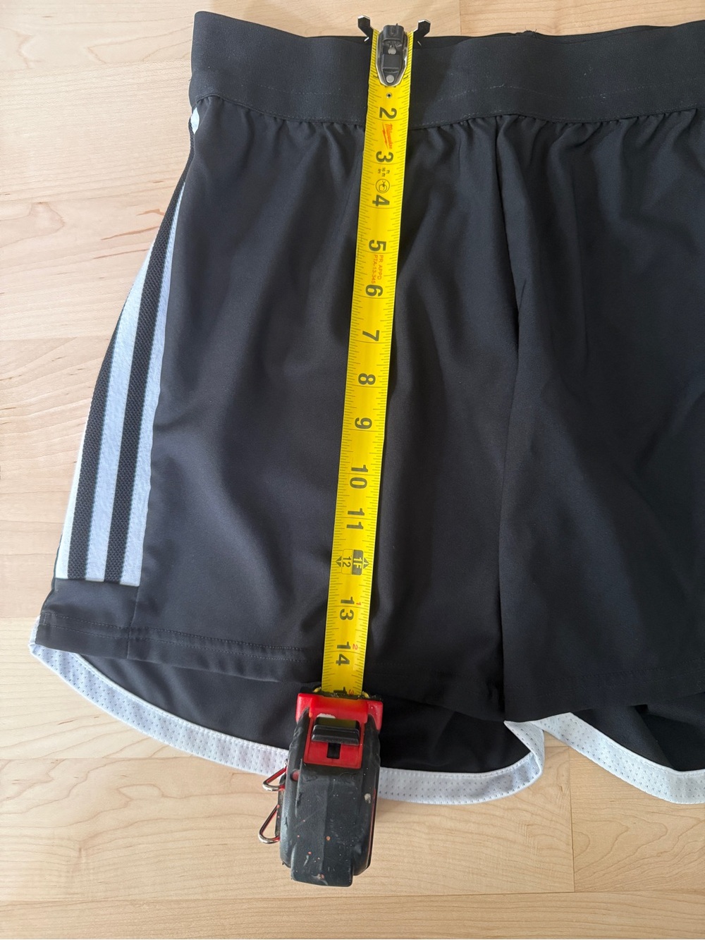 Adidas Women’s Black Athletic Shorts with White Stripes - Picture 7 of 8